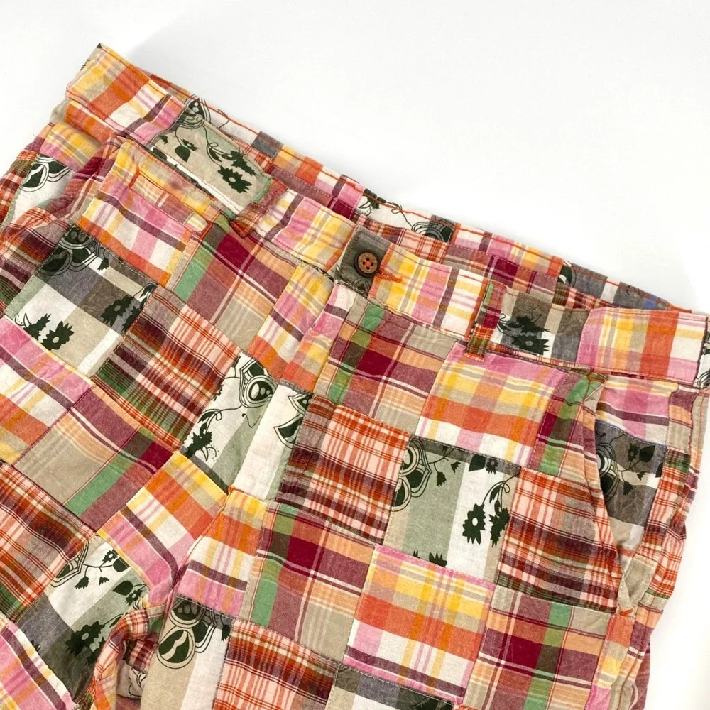 Charleston Threads Patchwork Madras Plaid Shorts Mens 36 Multi Color Cotton
